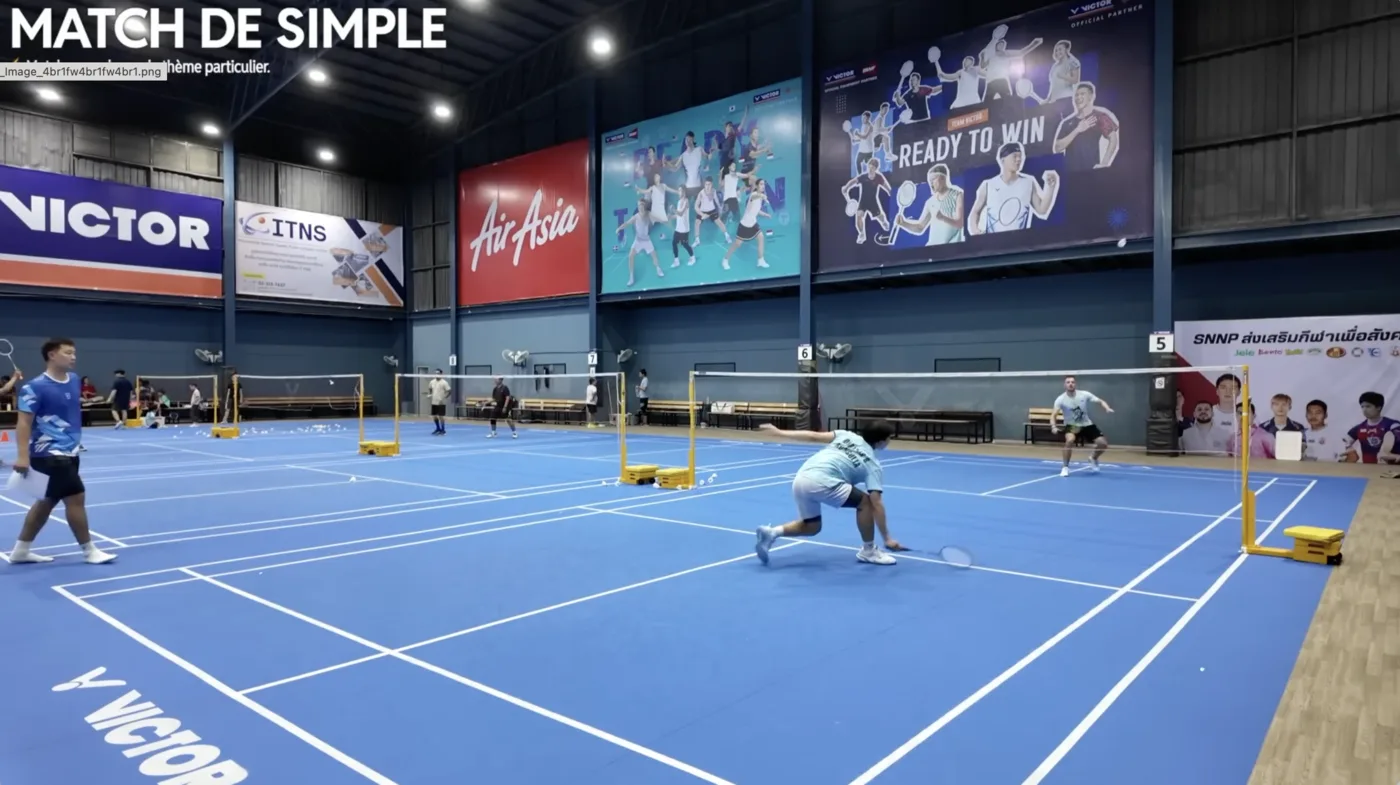 Infrastructures de la Ponsana Académie à Bangkok — tapis Taraflex Victor et éclairage homologué BWF pour stages de badminton